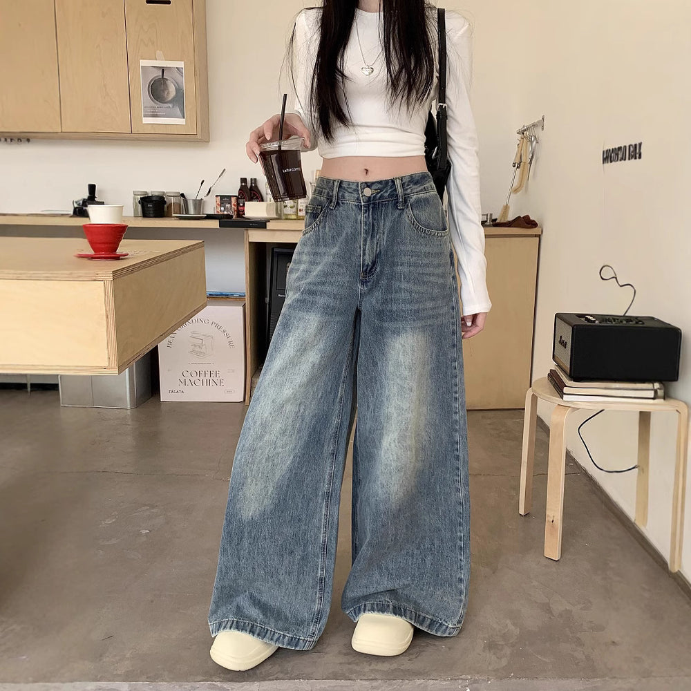 Damen Hochtaillierte Weitjeans im trendigen Streetstyle EB