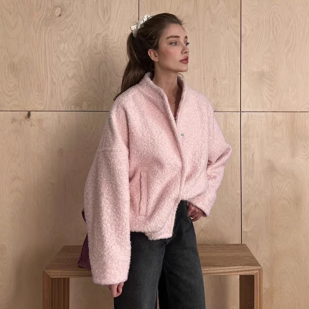 Damen Wolljacke im modernen Teddy-Stil EB