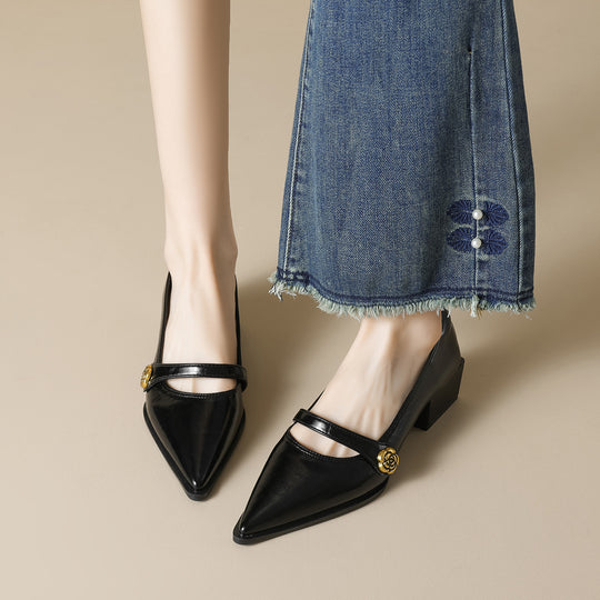 Damen elegante Pumps mit modischer Schnallenverzierung EB