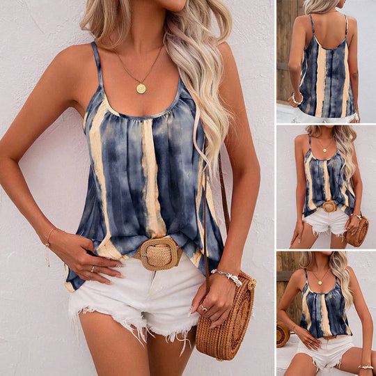 Damen Tanktop mit modischem Batikdesign und verführerischem U-Boot-Ausschnitt Heidi-Mode
