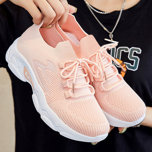 Damen Sportliche Sneakers mit atmungsaktiver Strickoberfläche EB