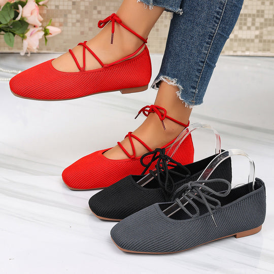 Damen elegante Schnürschuhe mit elastischem Obermaterial EB