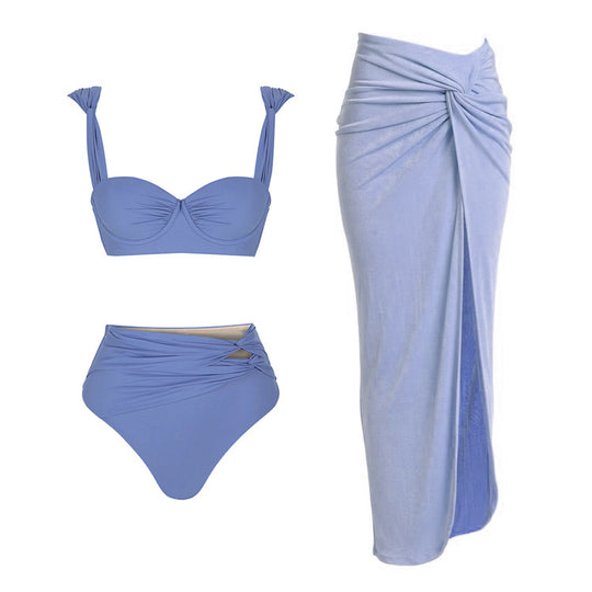 Damen Badeanzug mit raffinierten Drapierungen und eleganten Goldakzenten EB