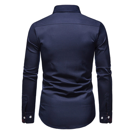 Herren elegantes Langarmhemd mit auffälligem Paisley-Muster EB