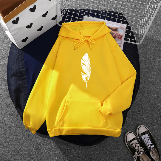 Damen nan Kapuzenpullover mit Fingerherz-Print, Oversize-Schnitt und Kängurutasche EB