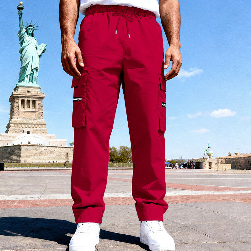 Herren Cargo-Freizeithose mit elastischem Bund, Tunnelzug & Zip-Taschen EB
