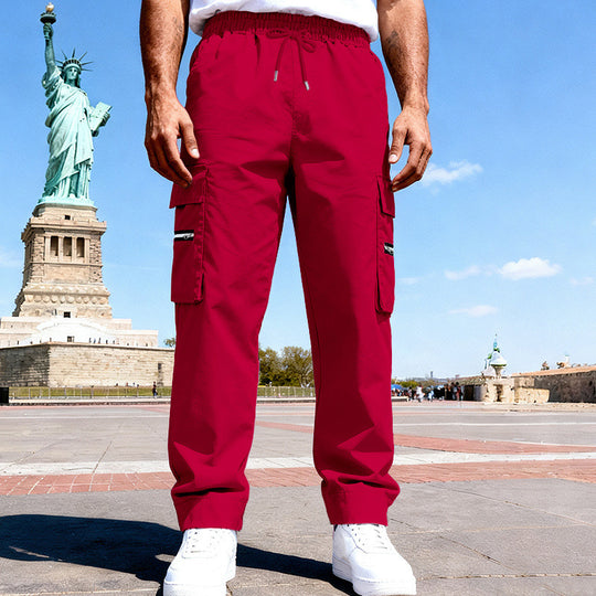 Herren Cargo-Freizeithose mit elastischem Bund, Tunnelzug & Zip-Taschen EB