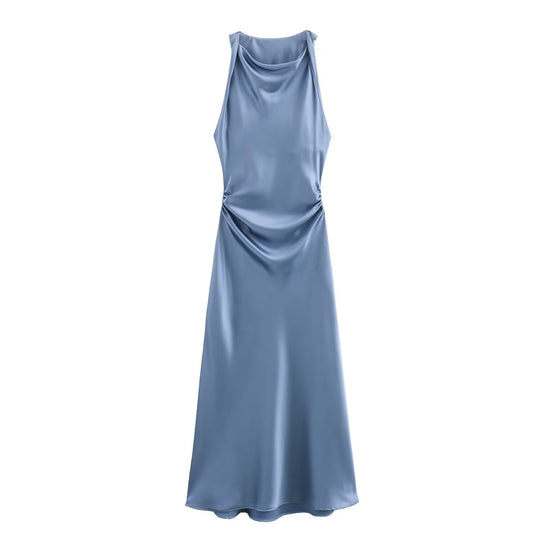 Damen elegantes Sommerkleid mit fließendem Schnitt und charmanten Rüschendetails EB