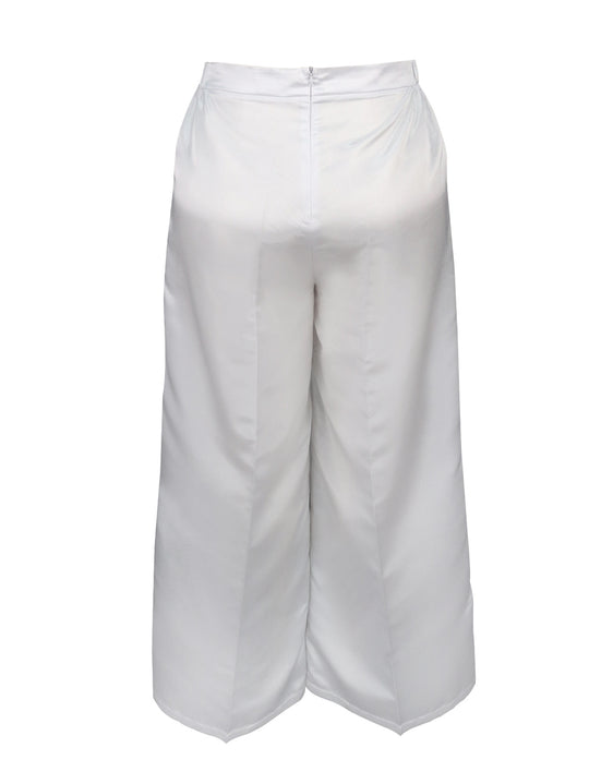 Damen Elegante weit geschnittene Satin-Hose EB