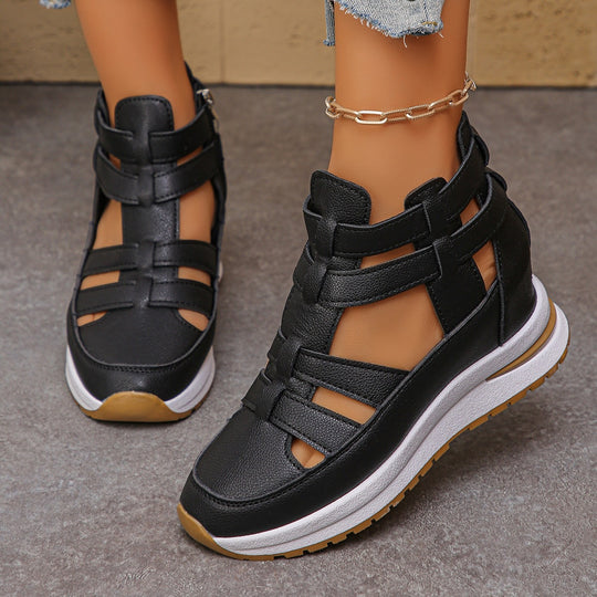 Damen Sportliche Plateau-Sandale mit geflochtenem Riemen und dämpfender Profilsohle EB