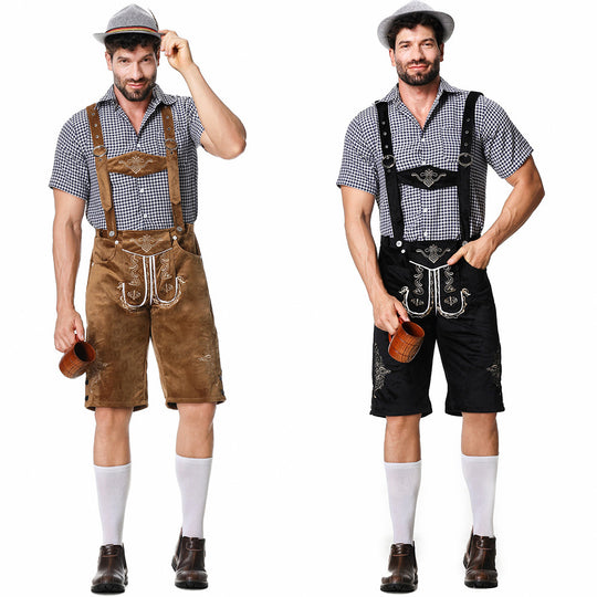 Herren Trachtenbermuda mit kunstvoller Stickerei und verstellbaren Hosenträgern EB