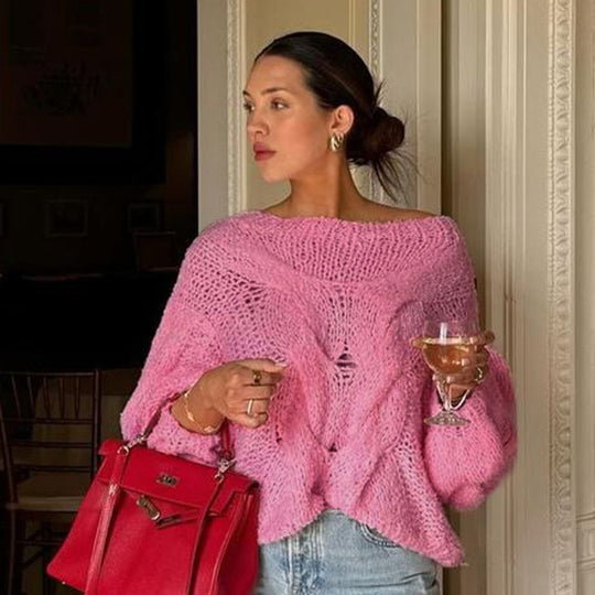 Damen Grobstrickpullover mit luftigem Schnitt und innovative Struktur EB