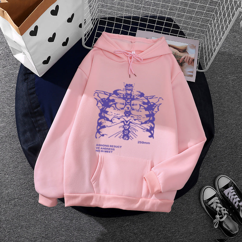 Unisex nan oversized Kapuzenpullover mit anatomischem Grafikprint, Kängurutasche und verstellbarer Kordel EB