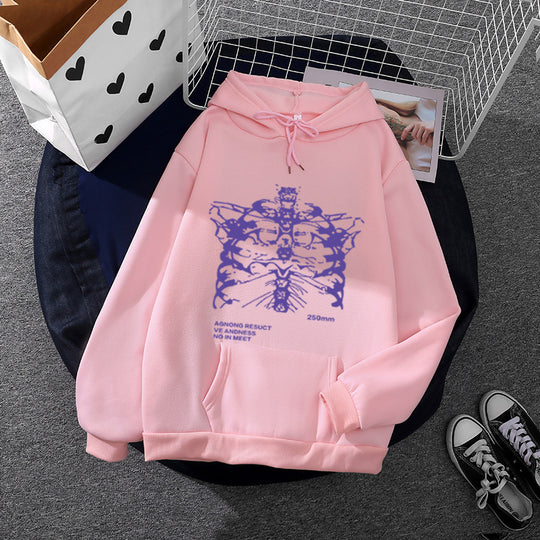 Unisex nan oversized Kapuzenpullover mit anatomischem Grafikprint, Kängurutasche und verstellbarer Kordel EB