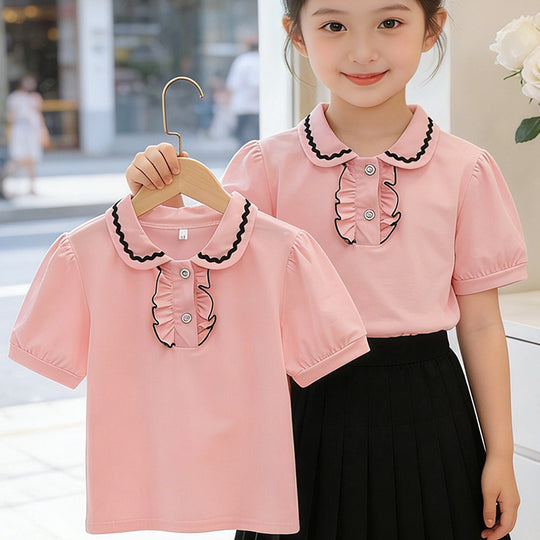 Mädchen modische Bluse mit Rüschendetails EB