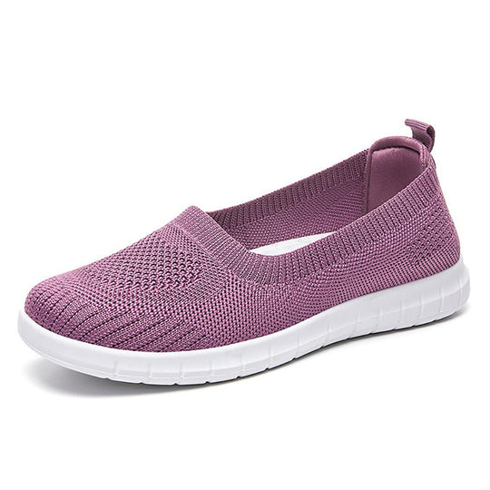 Damen nan atmungsaktive Strick-Ballerina-Slipper mit nahtlosem Sockeneinstieg, orthopädischem Memory-Fußbett und flexibler EVA-Laufsohle EB