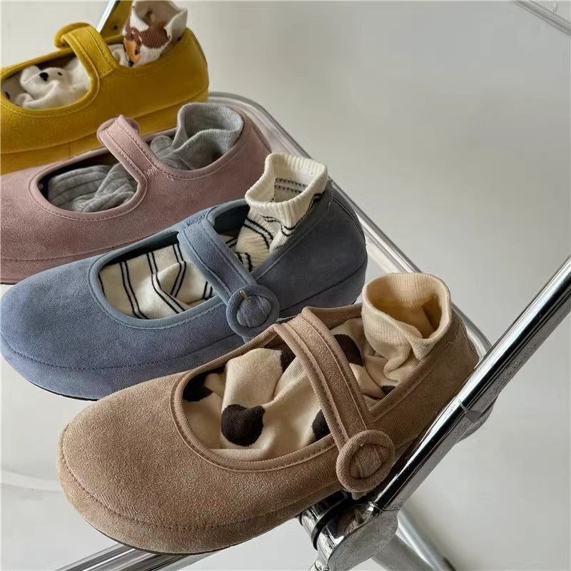 Damen Ballerinas mit bequemem Riemen und weichem Obermaterial EB