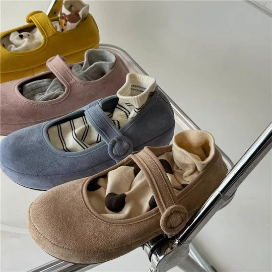 Damen Ballerinas mit bequemem Riemen und weichem Obermaterial EB