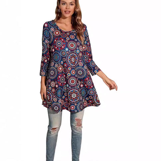 Damen Tunika mit einzigartigem Mandala-Druck EB