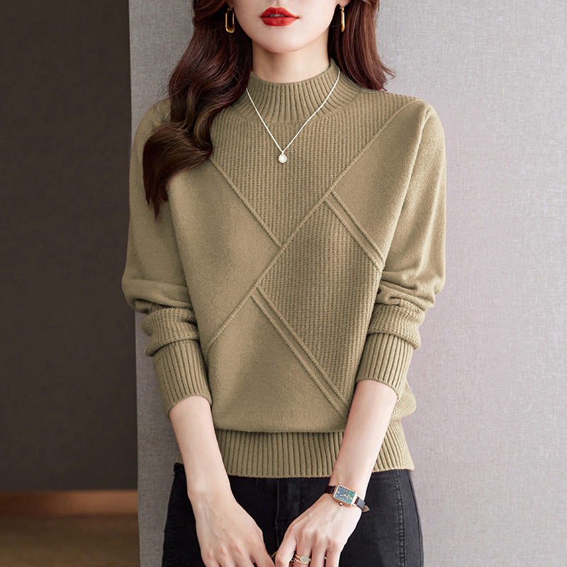 Damen eleganter Pullover mit strukturiertem Rippdesign EB