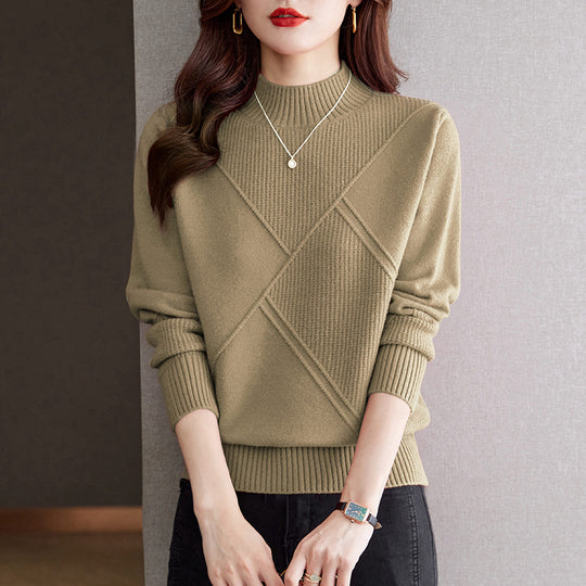 Damen eleganter Pullover mit strukturiertem Rippdesign EB