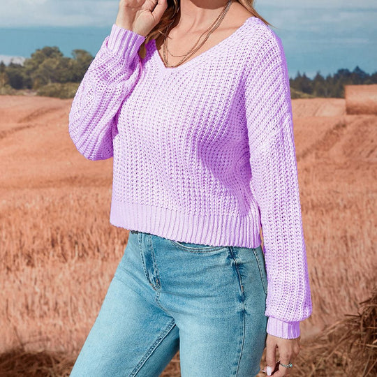 Damen lässiger offener Strickpullover EB