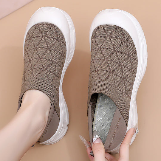 Damen Slip-On Freizeitschuhe mit elastischem Strickoberteil und rutschfester Sohle EB
