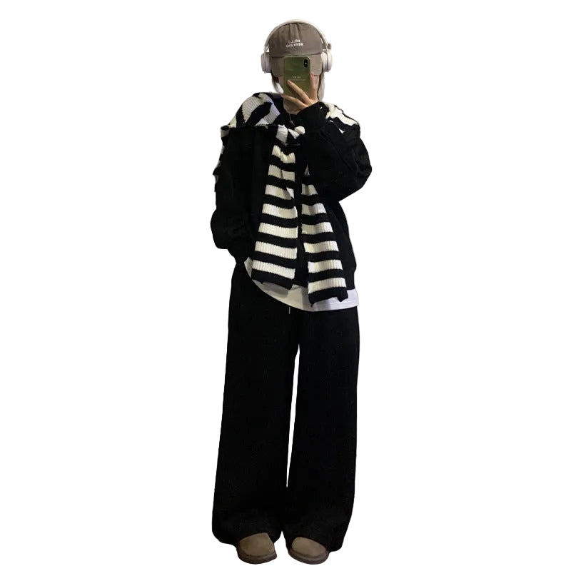 Damen lässiges Crop-Sweatshirt und weite Jogginghose Set EB