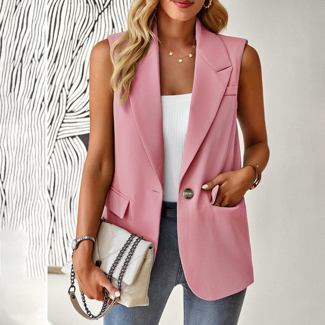 Damen ärmelloses Blazer-Oberteil mit taillierter Silhouette EB