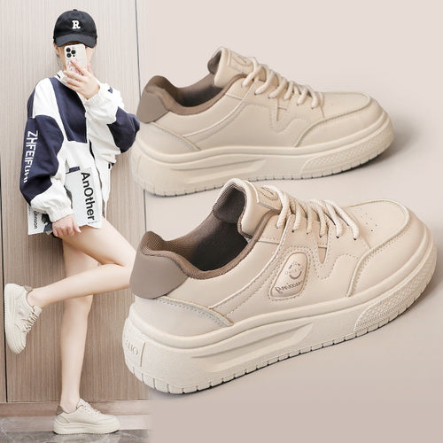 Damen modische Plateausneaker mit atmungsaktivem Obermaterial und rutschfester Sohle EB