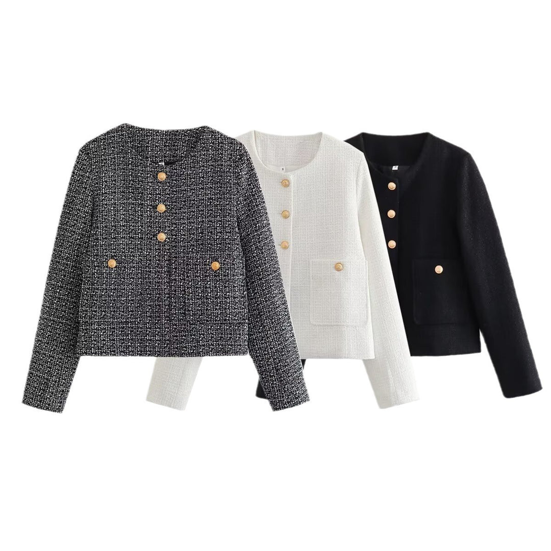 Damen Modische Tweedjacke mit strukturiertem Gewebe EB