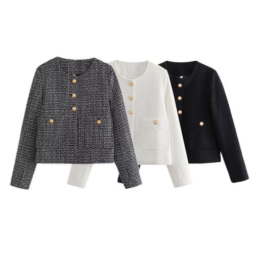 Damen Modische Tweedjacke mit strukturiertem Gewebe EB