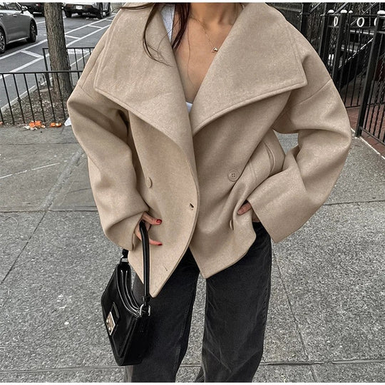 Damen Oversize Wollmantel EB