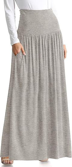 Damen Maxi-Rock mit elastischem Bund und Taschen EB