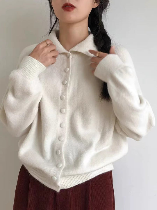 Damen Strickjacke mit hoch geschlossenem Kragen und dekorativen Knöpfen EB