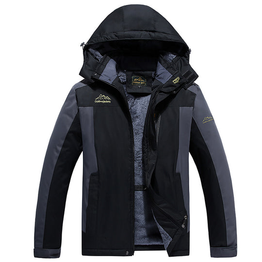Herren isolierte Fleece-Layer Outdoorjacke mit abnehmbarer Kapuze und winddichter Außenhülle EB