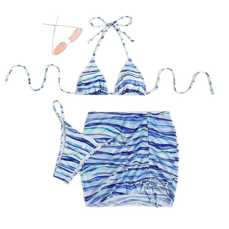 Damen Triangel-Bikini-Set mit verstellbarem Wickelrock EB