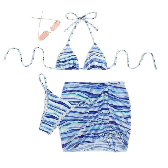 Damen Triangel-Bikini-Set mit verstellbarem Wickelrock EB