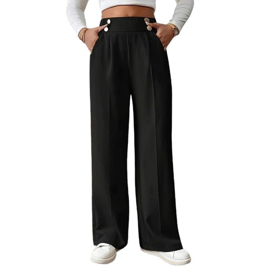 Damen Weitgeschnittene Palazzo-Hose mit elegantem Knopfdetail EB