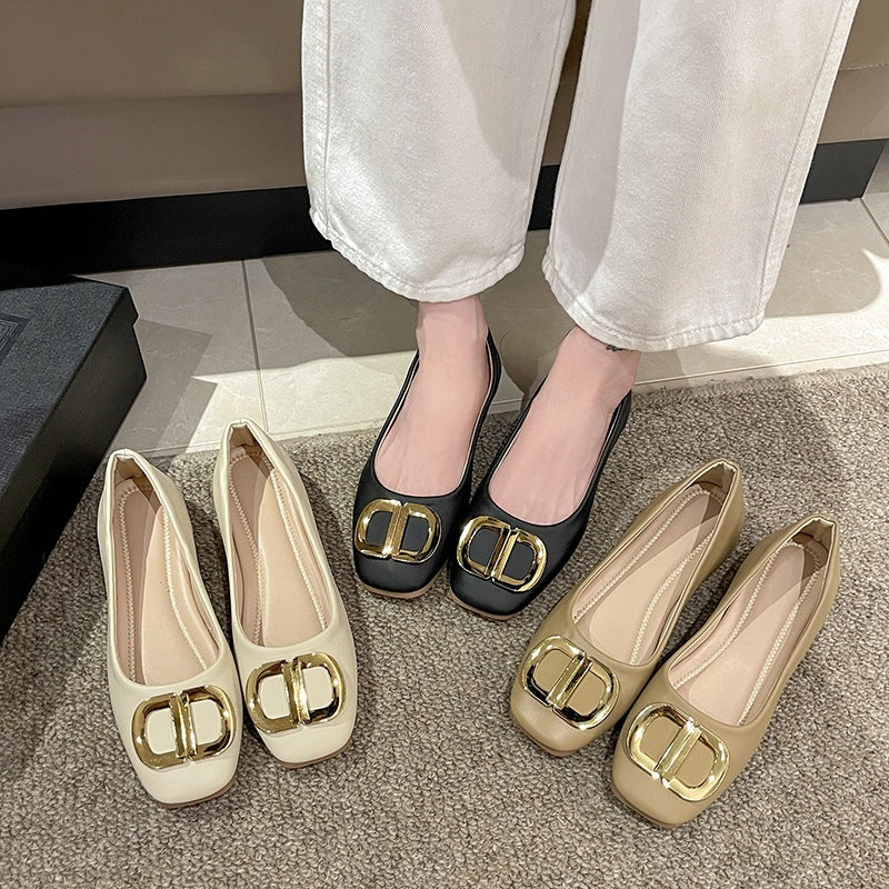 Damen elegante Ballerinas mit modischem Schnallen-Design EB