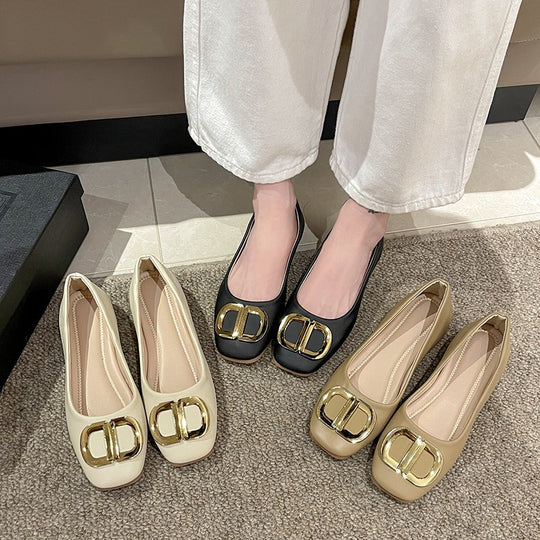 Damen elegante Ballerinas mit modischem Schnallen-Design EB