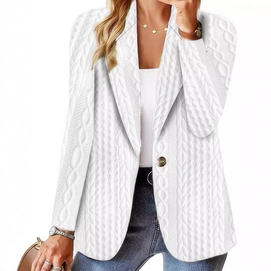 Damen Eleganter Strickblazer mit strukturierter Oberfläche und lässigem Schnitt EB