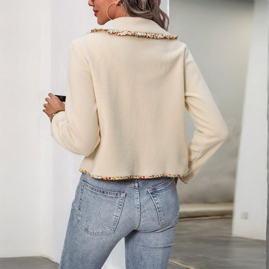 Damen elegante Jacke mit blumigen Akzenten und weichem Stoff EB