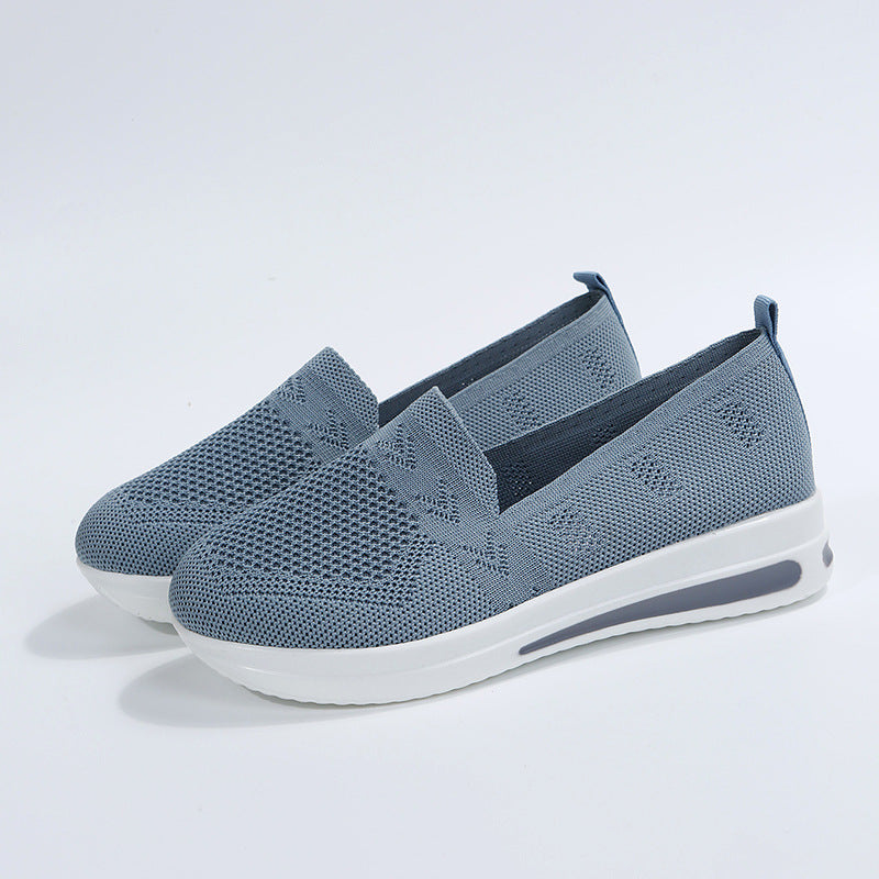 Damen atmungsaktive Slip-On Sneakers mit flexiblem Strick-Obermaterial EB