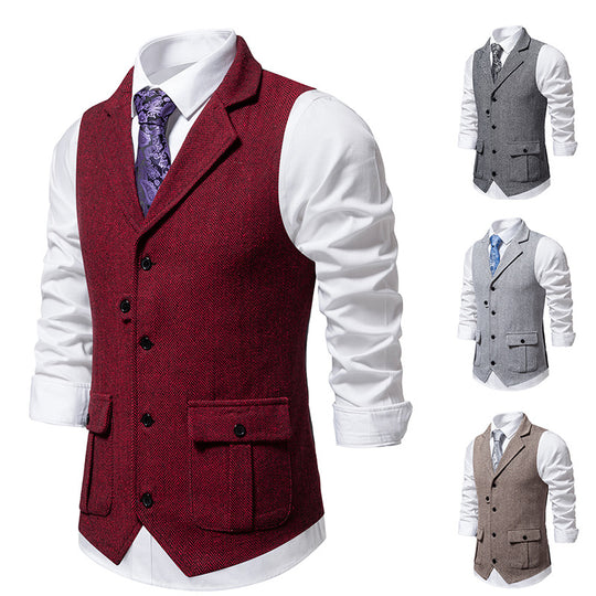 Herren elegante Weste mit strukturiertem Hahnentritt-Muster EB