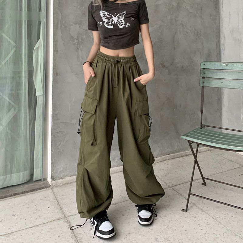 Damen nan weite Cargo-Hose mit Tunnelzugbund, verstellbarem Saum und Mehrfachtaschen EB