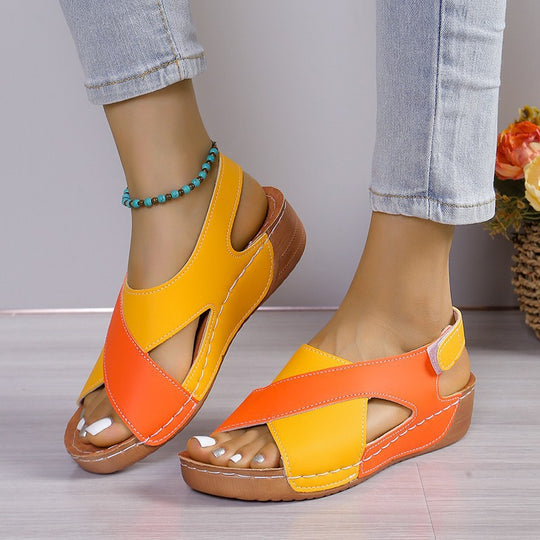 Damen Komfort-Slingback-Sandalen mit gepolstertem Fußbett und Klettverschluss EB