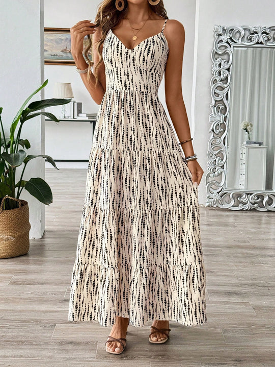 Damen Maxikleid mit trägerlosem Design und fließendem Schnitt EB
