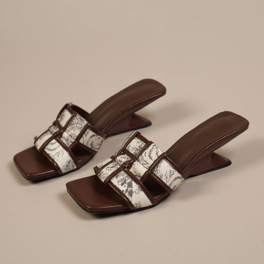 Damen Elegante Slingback-Pantoletten mit modischem Riemen und hoher Absatzform EB
