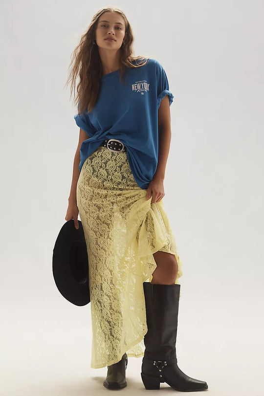 Damen lässiges T-Shirt mit coolem Druck und oversized Schnitt EB